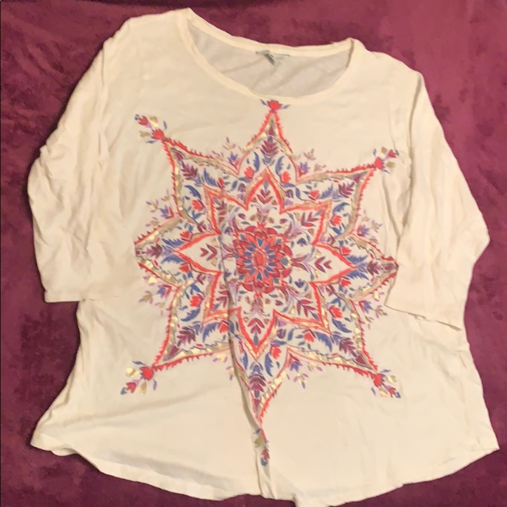 Lucky Brand Plus Size 3/4 Sleeve Top